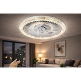 Empressco Ekim Aydınlatma CT-3012 Kristal LED Armatürlü Tavan Vantilatörü - Ahşap - Bej - Siyah