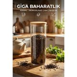 Empressco Erkugo Vakumlu Bambu Kapaklı Cam Baharatlık 1050 ml - 8X22 cm Giga Boy Tekli Saklama Kabı Kavanoz - Fiyatı, Yorumları - Ahşap - 1 lt