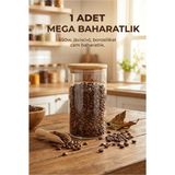 Empressco Erkugo Vakumlu Bambu Kapaklı Cam Baharatlık 650 ml - 8X14 cm Mega Boy Tekli Saklama Kabı Kavanoz - Fiyatı, Yorumları - Ahşap - 1 lt