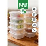 Empressco Family 678 ml 10’lu Mikrodalgaya ve Derin Dondurucuya Uygun Yıkanabilir Saklama Kabı Seti - 079 Buz Beyazı - Seçenek 1