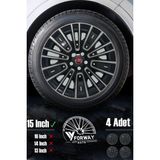 Empressco Fiat Egea Modellerine 15" Inç Uyumlu 4 Adet Gri-Siyah Jant Kapağı