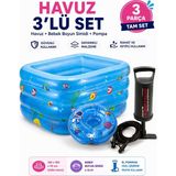 Empressco Fidan Oyuncak 140X100X70 cm Şişme Çocuk Havuzu ve Bebek Boyun Simidi Seti Pompa Hediyeli ( Mavi ) - Fiyatı, Yorumları - --