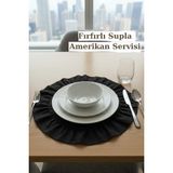 Empressco Fırfırlı Siyah Amerikan Servisi, Yuvarlak Supla 40X40, Şık ve Zarif Tasarım - 10 x 10 cm
