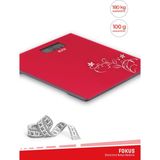 Empressco Fokus 180KG Kapasiteli 5mm Dayanıklı Temper Camlı Beyaz Desenli Dijital Baskül Tartı Kırmızı - Açık Gri