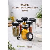Empressco Genchome Homeware 6’lı Cam Baharatlık Seti 380 ml Kaşıklı Hava Geçirmez Kapaklı Kavanoz Bpa Free - Fiyatı, Yorumları - Ahşap - 1 lt