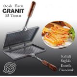 Empressco Iç Granit Döküm El Tost Makinası, Granit Ultra Lüks Ocak Üstü Tost Grill - Ahşap