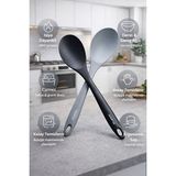 Empressco Iki Adet 30 cm Uzun Silikon Yemek Kaşığı Seti, Dayanıklı ve Kullanışlı - 00-Siyah - Beyaz - 100 x 100 cm