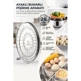 Empressco Inox Çelik Ayaklı Buharlı Pişirme Aparatı - 28 cm Çok Amaçlı Tencere Içi Haşlama Standı - Altın - Gümüş - Bakır