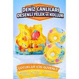 Empressco Intex Deniz Canlıları Desenli Premium Yelek ve Kolluk Set - Çocuklar Için Güvenli Yüzme Yardımcısı - Barbie - 0 - 3 Yaş