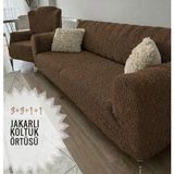 Empressco Jakarlı Düz Desen 3311 Koltuk Örtüsü Kanepe Örtüsü | Lastikli Koltuk Örtüsü | Koltuk Kılıfı Takımı - Ahşap - Ceviz