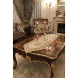 Empressco Kadife Dantel Detaylı Kapuçino Runner 140X40CM, Şık ve Zarif Tasarım - 10 x 10 cm