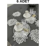 Empressco Kahve Kokteyl Sunum Peçetesi, 6'lı, Dekoratif Güpür Dantel - 10 x 10 cm