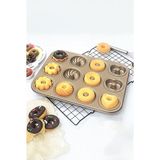 Empressco Karbon Çelik 12'li Çiçek ve Kalp Şekilli Donut Kek Kalıbı - Seçenek 1 - (ClearEyelets)Black-RadiantOrchid