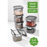 Empressco Kare Ekmek ve Yemek Saklama Kabı, 6'lı Set, Pratik ve Şık Tasarım - 079 Buz Beyazı - Seçenek 1