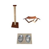 Empressco Kedi Tırmalama Tahtası + Ahşap Ayaklı Hamak Kedi Yatağı + 2
