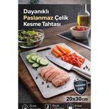 Empressco Kesme Çelik Tahtası Paslanmaz Çelik Metal Tezgah Koruyucu Hamur Açma Tezgahı 20X30 cm