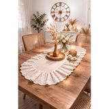 Empressco Keten Fisto Fırfırlı Oval Runner 35X85, Şıklık ve Kaliteyi Bir Arada - 10 x 10 cm
