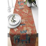 Empressco Kiremit Hint Fili Desenli Süet Dokuma Runner 140X40 Cm, Şık ve Dayanıklı - 10 x 10 cm