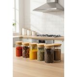 Empressco Kitchen Way Bambu Conta Kapaklı 6 Lı Cam Kavanoz Set 125ML Borosilikat Baharat Erzak Saklama Seti KW-374 - Fiyatı, Yorumları - Ahşap - 1 lt