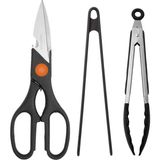 Empressco Kittiwake Home Life 3’lü Mutfak Seti – Çok Amaçlı Mutfak Makası + Silikon Kızartma Maşası 29 cm + Silikon Uçlu Çelik Maşa 23 cm Siyah - Fiyatı, Yorumları