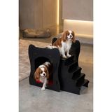 Empressco Köpek Kulübesi Ahşap Köpek Evi Beyaz Siyah Model 3
