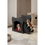 Empressco Köpek Kulübesi Ahşap Köpek Evi Siyah Mermer Renk Model 3