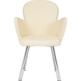Empressco Krom Metal Ayaklı Salon/mutfak Sandalyesi Kollu (Deri) - Bakır - Bej - Seçenek 1
