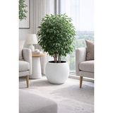 Empressco Küre Model Iç Drenaj Hazneli Dekoratif Modern Saksı 27,5 Lt Beyaz