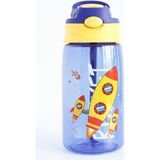 Empressco Lacivert Füze Desenli 420 ml Su Matara, Çocuklar Için Sağlıklı ve Şık