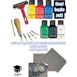 Empressco Linol Baskı Seti 6X75 ml Boya, 2 Tabaka, Merdane ve Oymalı Set - -- - Seçenek 1