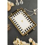 Empressco Love Bird Desenli Gold-Siyah Çerçeveli Lüks Sunum Tepsisi 46X28 cm