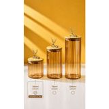 Empressco Maloria Bambu Gold Geyik Kapaklı Amber Renk Silindir Çizgili Kavanoz | 1 Adet - 500ML (Küçük Boy) - Fiyatı, Yorumları - Altın - 1,3 lt