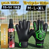 Empressco Markaj Kemikli Kaleci Eldiveni Bilek Bandajlı Kaleci Eldiveni Kaleci Sprey Seti Avuç Içi 7-8-9-10 cm - Açık Yeşil - 10 - 11 Yaş