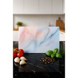 Empressco Mermer Görünüm Cam Kesme Tahtası, Oval Kenar, 20X30 cm