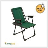Empressco Metal Katlanır Kamp Sandalyesi - Yeşil Piknik Plaj Balıkçı Sandalyesi Bardaklıklı-M1 Tek Kişilik 3 - Seçenek 1 - Ahşap Desenli