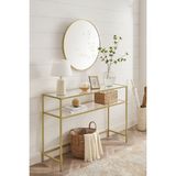 Empressco Modern 2 Katlı Gold Renk Metal Raf ve Temper Camlı Konsol - 1/100 Toz Ceviz