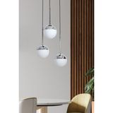 Empressco Modern 3’lü Krom Siyah Metal ve Beyaz Camlı Şık Sarkıt Avize - Seçenek 1 - Ahşap