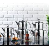 Empressco Modern 4 Parça Orta Boy Metal Çaydanlık Takımı, Şık ve Dayanıklı Seçenek - Ahşap Rengi - Seçenek 1