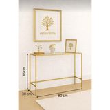 Empressco Modern 80 cm Kahve Mermer Dresuar, Şeffaf Cam Konsol, Şık Ev Dekoru - 1/100 Toz Ceviz