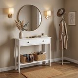 Empressco Modern 90 cm Çift Çekmeceli Beyaz Dresuar, Çok Amaçlı Antre Dolabı - 1/100 Toz Ceviz