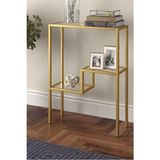Empressco Modern Gold Renk Metal ve Temper Camlı Raflı Konsol, Şık ve Işlevsel - 1/100 Toz Ceviz