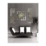Empressco Modern Şık Dekoratif 6 Tablo + Orta Aynalı Gümüş Plexiglass Kare Saat 7 Parça Takım Özel Dizayn Set