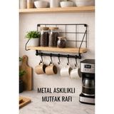 Empressco Myend Duvar Rafı Metal Ahşap Kahve Köşesi Rafı Kancalı Askı Baharatlık - Fiyatı, Yorumları - Almond Cream