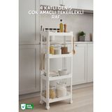 Empressco Nandy Home 4 Katlı Geniş, Tekerlekli Düzenleyici Raf, Çok Amaçlı Tekerlekli Organizer - Fiyatı, Yorumları - Almond Cream