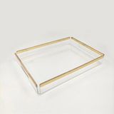 Empressco Nisba Şeffaf Pleksi Sunum Tepsisi - Gold Detaylı | 27.5 x 38 cm - Söz & Nişan & Servis Tepsisi
