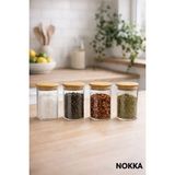 Empressco Nokka 4 Adet Vakumlu Bambu Kapaklı Borosilikat Baharatlık, 8 Cm, Saklama Kabı, Çerezlik 150 ml - Fiyatı, Yorumları - Ahşap - 1 lt