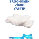 Empressco Ortopedik Visco Yastık, Boyun Destekli, Rahat Uyku, Güzellik Yastığı - 10 cm - 00-Siyah - Beyaz