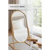 Empressco Orvila Gold Metal Masa Üstü Makyaj Aynası – Oval Dekoratif Tasarım, Şık Masaüstü Ayna - Fiyatı, Yorumları - 1/100 Toz Ceviz