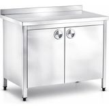 Empressco Paslanmaz Çalışma Tezgahı, Dolaplı, Çarpma Kapılı, Krom 100X60X85CM - 1 lt