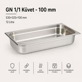 Empressco Paslanmaz Çelik Gastronom Küvet Gn 1/1 53X32,5X10 cm - 1 lt